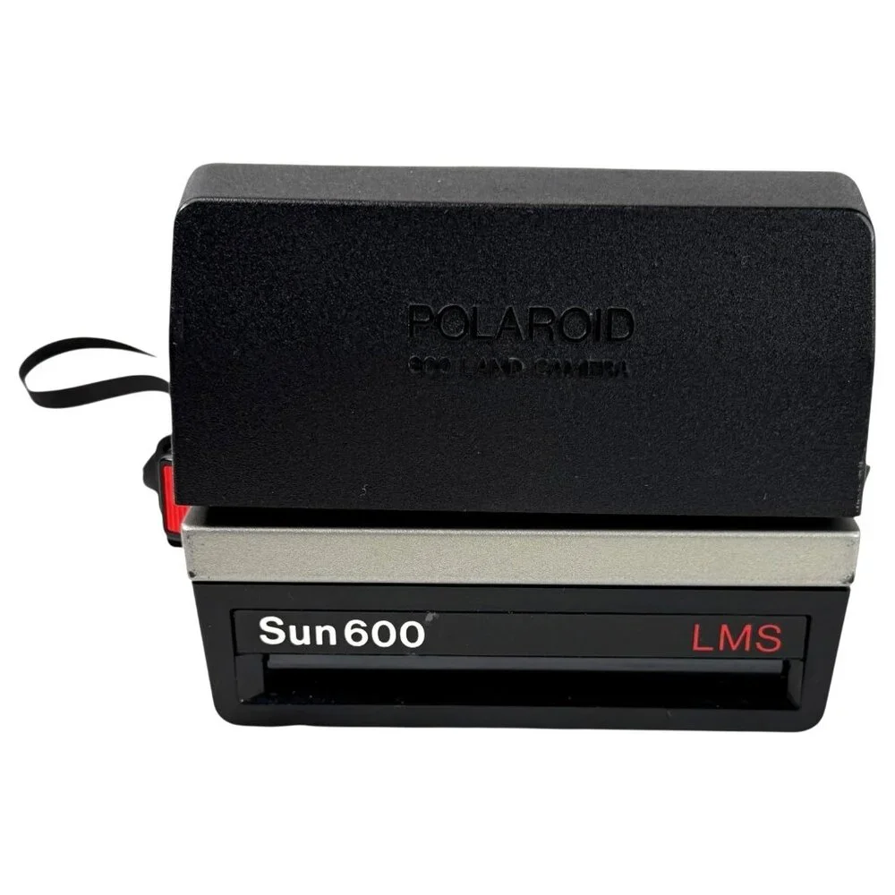 Polaroid Sun 600 LMS Instant Film Camera With Strap UNTESTED Vintage Black Retro
